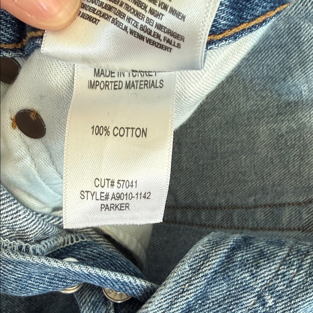 Agolde Parker long Frayed Hem Blue Jean Shorts - Picture 4 of 4